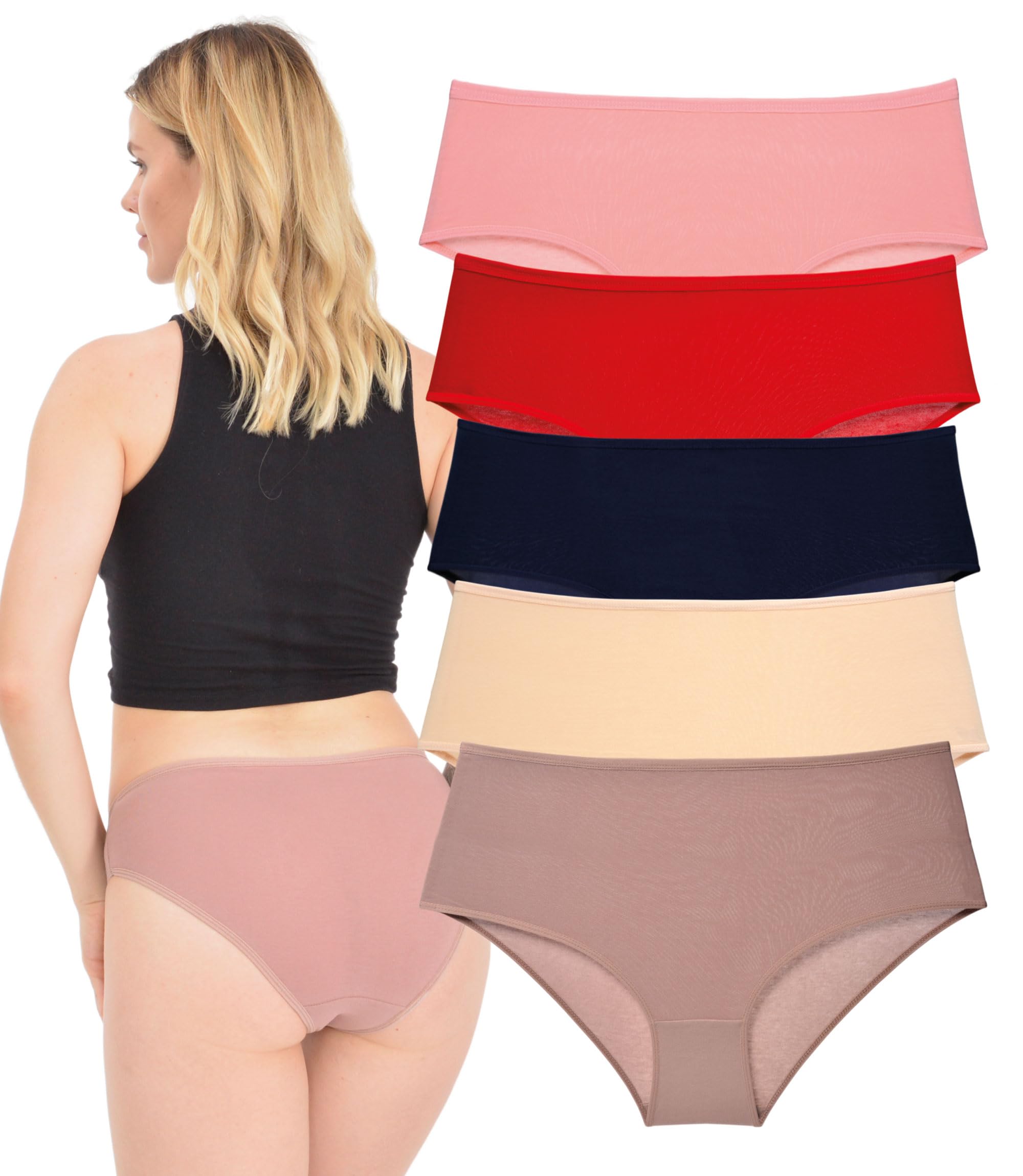 LadyMelex Women's Briefs Oversize (3XL-4XL-5XL-6XL) Briefs Cotton Underwear Mid-Rise Panties, Plus Size Pack of 5