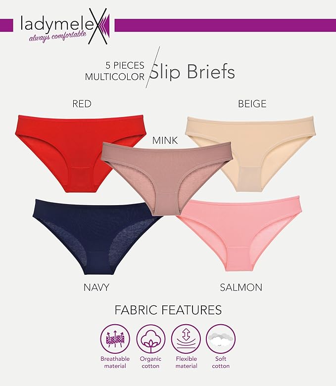 LadyMelex Women's Briefs Cotton Underwear Panties (M - L - XL - 2XL) Pack of 5